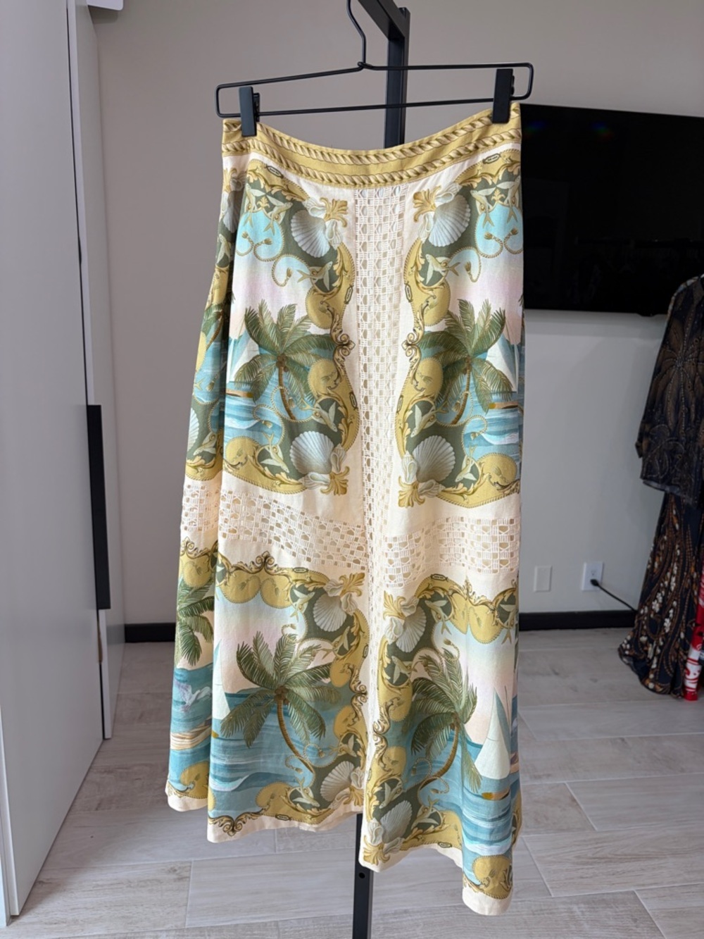 FARM Rio Royal Sea Crochet Trim Midi Skirt - Picture 10 of 15